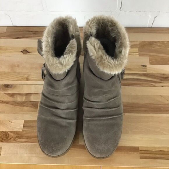 Baretraps suede faux fur ankle winter boots tan beige - Picture 5 of 16